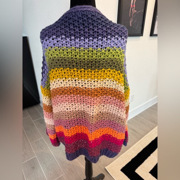THREE BIRD NEST Wrapped in Color Chunky Knit Bright Colorful Cardigan Small VGUC - Picture 10 of 13